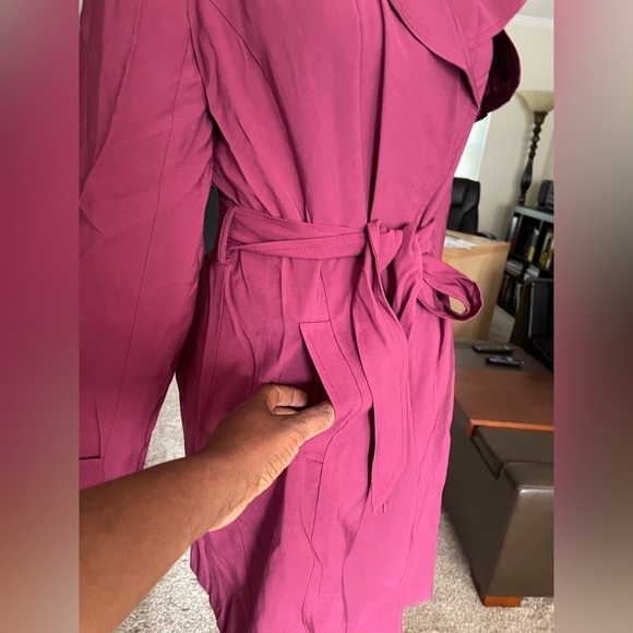 Banana Republic Outlet Plum Wine Waterfall Belted Trench Fall Coat, Size S NWT - Picture 5 of 13